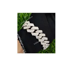 22MM Top Brand Big Manufacturer Supplier Exporter Luxury Fashion VVS Moissanite Diamond Cuban Bracelet 100% Pass Diamond Tester