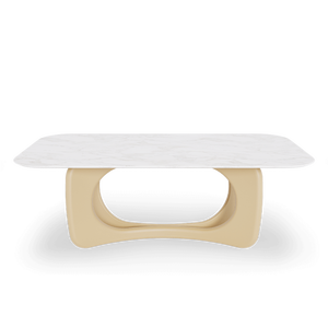 Ensemble de table à manger moderne EERO, plateau rectangulaire en marbre avec base en bois, stable et élégant pour la maison ou l'hôtel - Product Image 1