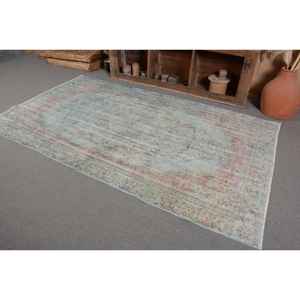 พรมตุรกีวินเทจ5x8.6ft พื้นที่ขนาดใหญ่สีน้ำเงินสีชมพูการออกแบบการเย็บปะติดปะต่อกันวัสดุผ้าขนสัตว์น้ำยางสำหรับวัยรุ่นรูปสี่เหลี่ยมผืนผ้า - Product Image 3
