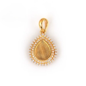 Bonne qualité souvenir poire lunette pendentif solide 925 en argent Sterling Halo CZ réglage bijoux à bricoler soi-même faisant plusieurs tailles pendentif Base - Product Image 1