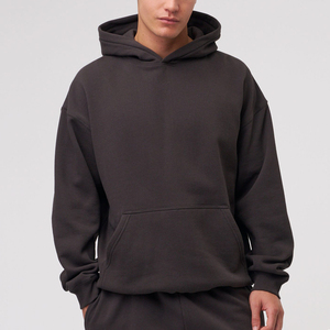 Nouveau fabricant de conception OEM douane vintage essentials boxy sweat à capuche poids lourd surdimensionné sweats à capuche unis pour hommes - Product Image 5