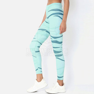 Venta directa de fábrica, mallas deportivas transpirables de cintura media para mujer, mallas deportivas con estampado de sublimación de estilo informal - Product Image 2