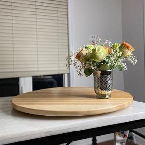 Rustic Vintage Wooden Serving <b>Tray</b> - Round Wood <b>Butler</b> Decorative <b>Tray</b> for Home Decor - Product Image 6