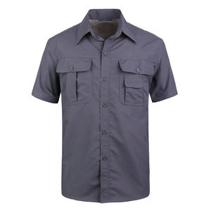 Cotton Blend Cargo <b>Shirt</b> <b>With</b> Adjustable Cuffs And Chest <b>Pockets</b> For All Day Wear - Product Image 3