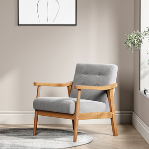 Haibara Modern Cross <b>Back</b> Accent <b>Chair</b> Made of Solid Teak Wood <b>High</b> Quality with Thick Padding and Natural Finish - Product Image 2