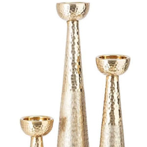 Luxury Handmade Custom Print Hammered <b>Gold</b> Aluminum Tall Candle <b>Holder</b> Set Home Hotel Event Decor Christmas Easter - Product Image 1