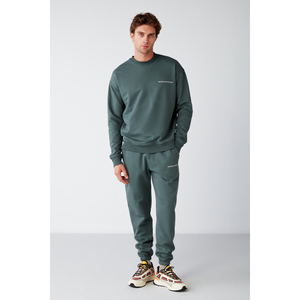 GRIMELANGE <b>Men's</b> Organic <b>Fleece</b> <b>Lined</b> <b>Jogger</b> Sweatpants with Embroidery Lettering - Product Image 5