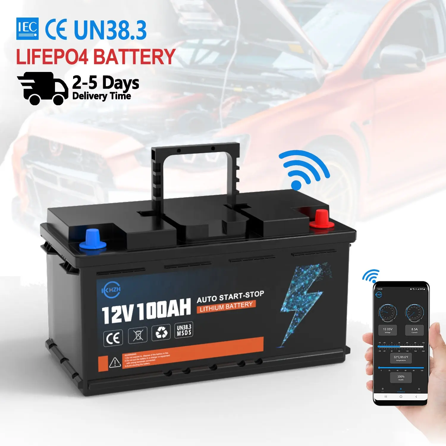 Meilleure vente de batteries automatiques au lithium 12V 100Ah 30Ah 60Ah 75Ah 150Ah Pack de batterie pour camion véhicule automobile Batterie de voiture 24V 48V