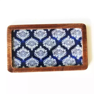 Juego de Bandejas de Madera Ecológicas, Hechas a Mano, con Diseño Esmaltado, Rectangulares y Ovaladas, con Cuenco para Salsas, para Aperitivos de Ramadán - Product Image 3