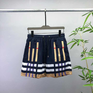 Pantalones Cortos Sólidos Azul Marino para Hombre, Cintura Elástica Media, Cierre con Cordón, Casuales, Transpirables, de Poliéster/Algodón, de Secado Rápido, con Bolsillo - Product Image 2