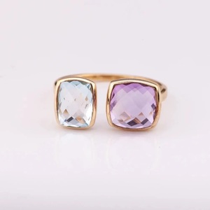 แหวนเงินสเตอร์ลิงเกรด14K สีทอง925ได้รับการรับรองโรเดียมดีไซน์หรูหราพร้อมเพชรโทแพซอเมทิสต์สีฟ้าธรรมชาติ - Product Image 3