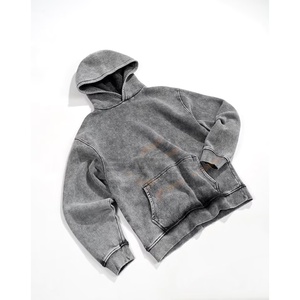 Nouveauté, dernières arrivées, sweat-shirts décontractés à effet délavé, mélange polyester/coton, broderie, teinture unie, coupe régulière, hiver, unisexe, vente en gros - Product Image 3