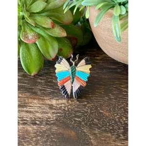 Tamara Pinto Butterfly <b>Ring</b> Multi-Stone & Sterling Silver Inlay Invisible Setting Free Size <b>Adjustable</b> for Gift - Product Image 1
