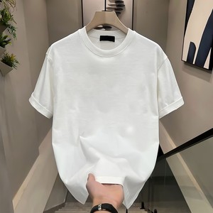 OEM personalizado impreso bordado logotipo diseño algodón de gama alta de manga corta de los hombres de color sólido camiseta - Product Image 4