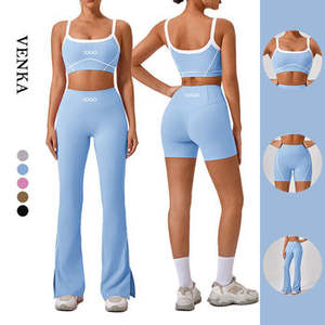 Ensemble de yoga et de fitness personnalisé pour femmes, respirant, écologique, en spandex/coton, taille haute, élastique, uni, vêtements de sport d'extérieur - Product Image 5