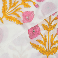 Tissu indien léger en coton imprimé de blocs naturels, tissu de couture floral, doux et léger pour chemises de filles