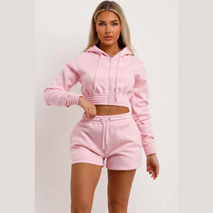 2025 New Arrival Custom Oversized Hoodie & Above Knee Sweat <b>Shorts</b> Set for <b>Women</b> Embroidered Sports Wear Top & Bottom <b>Loose</b> Fit - Product Image 4