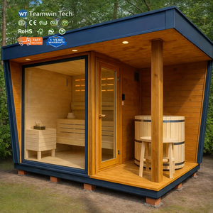 Sauna extérieur et bain froid avec baignoire à glace, design moderne, en bois, avec option jacuzzi intégré - Product Image 1