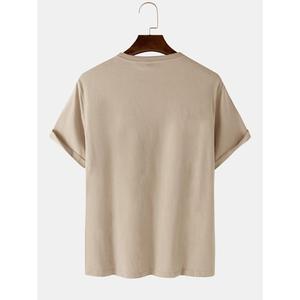 เสื้อยืดผ้าฝ้าย100% ทันสมัยใช้ได้ทั้งชายและหญิงเสื้อยืดผ้าฝ้ายแขนสามส่วนสีเข้มสไตล์ตะวันตก - Product Image 2