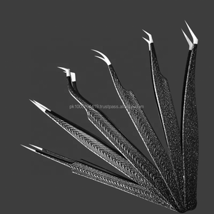 Pince à épiler d'extension de cils inclinée noire en acier inoxydable de haute qualité outil de maquillage de soins de beauté pointu de précision - Product Image 2