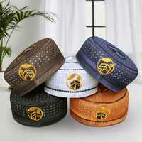 Gorros Kufi al por Mayor de Poliéster para Adultos, Bordados, Diseño Tradicional Islámico, Ropa de Oración Musulmana, Accesorios de Primera Calidad