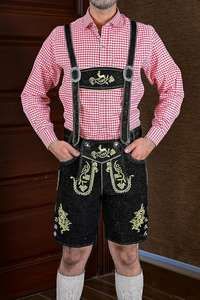 Shemax pour hommes Shorts Trachten gris ombré personnalisé nouveau bavarois Oktoberfest Lederhosen fermeture éclair mouche plaine teint formel OEM - Product Image 1