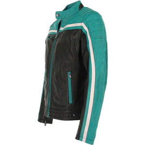 Chaqueta de Cuero para Motocicleta para Hombre - Chaquetas de Cuero Acolchadas Estilo Café Racer para Hombre - Product Image 5