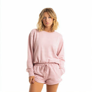 Ensemble deux pièces pour femmes, sweat-shirt oversize à épaules tombantes, streetwear, short de jogging, ensemble deux pièces, écologique, respirant - Product Image 6