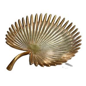 Plateau de service en métal de palmier bol à salade Gola plateau à feuilles en aluminium fini antique vaisselle de mariage biscuits collations bol et plateau - Product Image 1