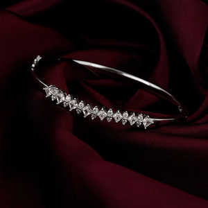 Elegancia plata tachonada circón pulsera con cuentas joyería fina para mujer - Product Image 2