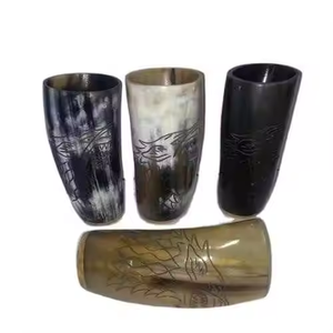 แก้วช็อตฮอร์นธรรมชาติแก้ววอดก้าแก้วเตกีล่าแก้วขนาดเล็กแก้วบัฟฟาโลฮอร์นทำในสไตล์ไวกิ้งโดยงานฝีมือรูปพระจันทร์เสี้ยว - Product Image 1