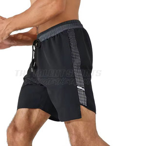 Shorts de sport mi-taille pour hommes en non-tissé Spandex/Polyester, anti-plis, avec cordon de serrage, pour entraînement musculaire et cardio, coupe classique - Product Image 4