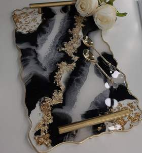 Modern resin tray with abstract design suitable for serving snacks desserts drinks or <b>jewelry</b> storage beautifully <b>organized</b> - Product Image 3