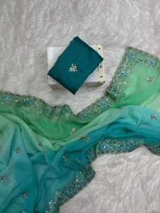 Dernière collection de saris en soie Banglory brodés avec des broderies douces et des vêtements indiens et pakistanais séquentiels - Product Image 3