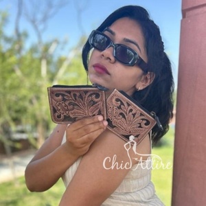 Nouveau véritable fabriqué à la main marron en cuir outillé porte-monnaie Rectangle porte-carte de crédit étui mignon petite pièce carte étuis à fermeture éclair - Product Image 1