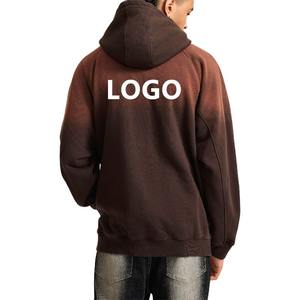 Sudadera con Capucha de Alta Calidad, Gruesa, Lavada al Ácido, con Degradado, Estilo Vintage, con Cierre, Holgada, de Algodón para Hombre - Product Image 2