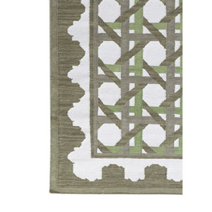 Alhambra Green Flat Weaves Wool <b>Rugs</b> for Home Living Room Decorations Hallway Rectangle for Bedroom Use-Model Room Bedside <b>Rug</b> - Product Image 4