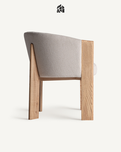 Modern Minimalist Upholstered Dining <b>Armchair</b> Beige Fabric Solid Teak <b>Wood</b> <b>Frame</b> Eco-Friendly Restaurant Chair for Hotel Cafe - Product Image 3