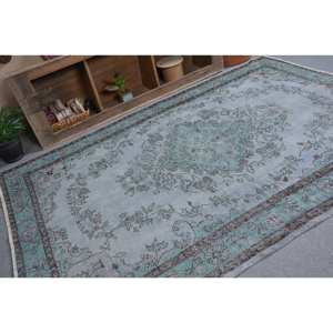 Classique Vintage tapis turc 6x8ft bleu marron Patchwork laine tapis Latex soutenu salon décoration pour adolescents 9x12 - Product Image 2