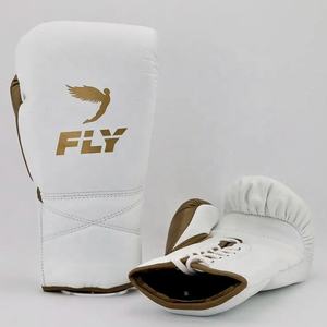 Gants de boxe personnalisés en dentelle de couleur marron et blanc pour la compétition, à vendre, pour le kickboxing, le muay thaï, l'entraînement en salle de sport - Product Image 1