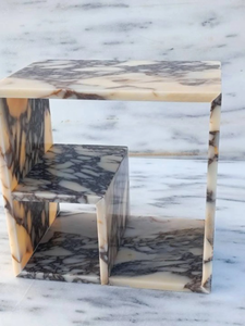 Calacatta Viola Table d'appoint en marbre Table d'appoint Système d'étagères de conception spéciale Table de chevet Taille personnalisée - Product Image 5