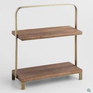 Support à gâteau moderne en bois vieilli avec poignée métallique, personnalisable, de haute qualité, résistant au four, avec logo personnalisé, plateau de service et de rangement - Product Image 5