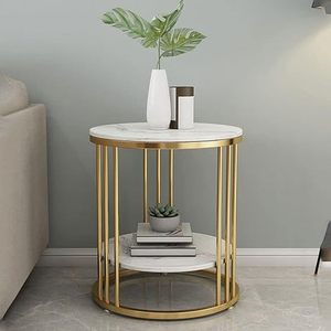 Compact design metal side table with marble top for <b>small</b> spaces furniture home styling ideas - Product Image 1