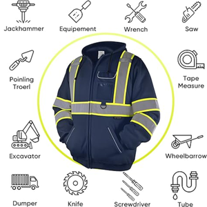 เสื้อแจ็คเก็ตมีฮู้ดผ้าขนแกะ PPE เสื้อแจ็คเก็ตมีฮู้ดสะท้อนแสงสำหรับฤดูหนาวอากาศหนาวเสื้อผ้าป้องกัน - Product Image 4