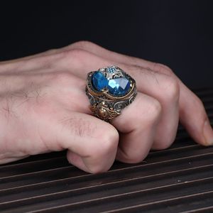 Azuris High Quality Ottoman Style 925 Sterling Silver Men's <b>Ring</b> with Natural Black Stone Turkish Made Model VALKH1612 - Product Image 2