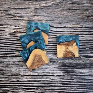 Tapis de dessous de verre en bois et résine de style persan quantité minimale de commande bas en vrac avec mangue/bois d'acacia de haute qualité sur sous-verres en résine ensemble de 4 pièces - Product Image 3