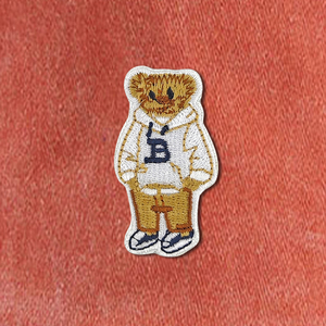 Embroidery <b>Bucket</b> Sun <b>Hats</b> Custom Washed-Effect Fisherman <b>Hat</b> With Teddy Bear Wearing A White Sweatshirt - Product Image 5
