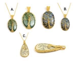 Collier de pierres précieuses multicolores naturelles faites à la main avec pendentif en perles de diamant en fil plaqué or forme ovale bijoux de fête - Product Image 1