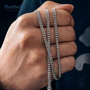 Venta caliente 18K chapado en oro 3mm de ancho de acero inoxidable collar de cadena cubana VVS Moissanite joyería - Product Image 3