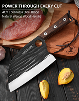 Ensemble de couteaux de cuisine professionnels forgés à la main, 6 pièces, acier inoxydable 4Cr13MoV, manche en bois de wengé, couteau à découper la viande